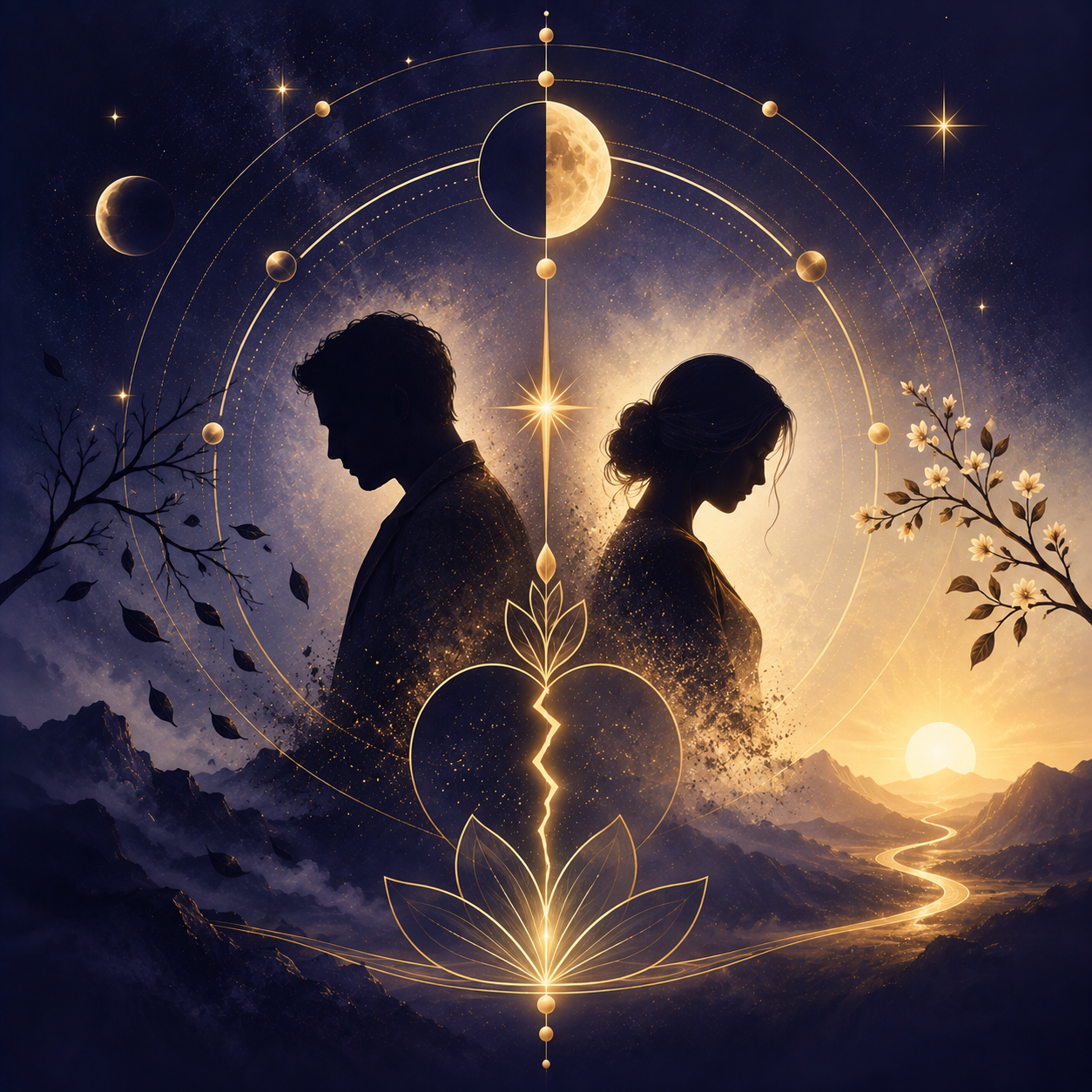 Celestial illustration representing Divorce Astrology